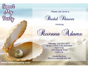 Seaside Bridal Shower invitation, Sea Shell Bridal Shower Invitation,Beach Wedding Shower Invitation,(8)